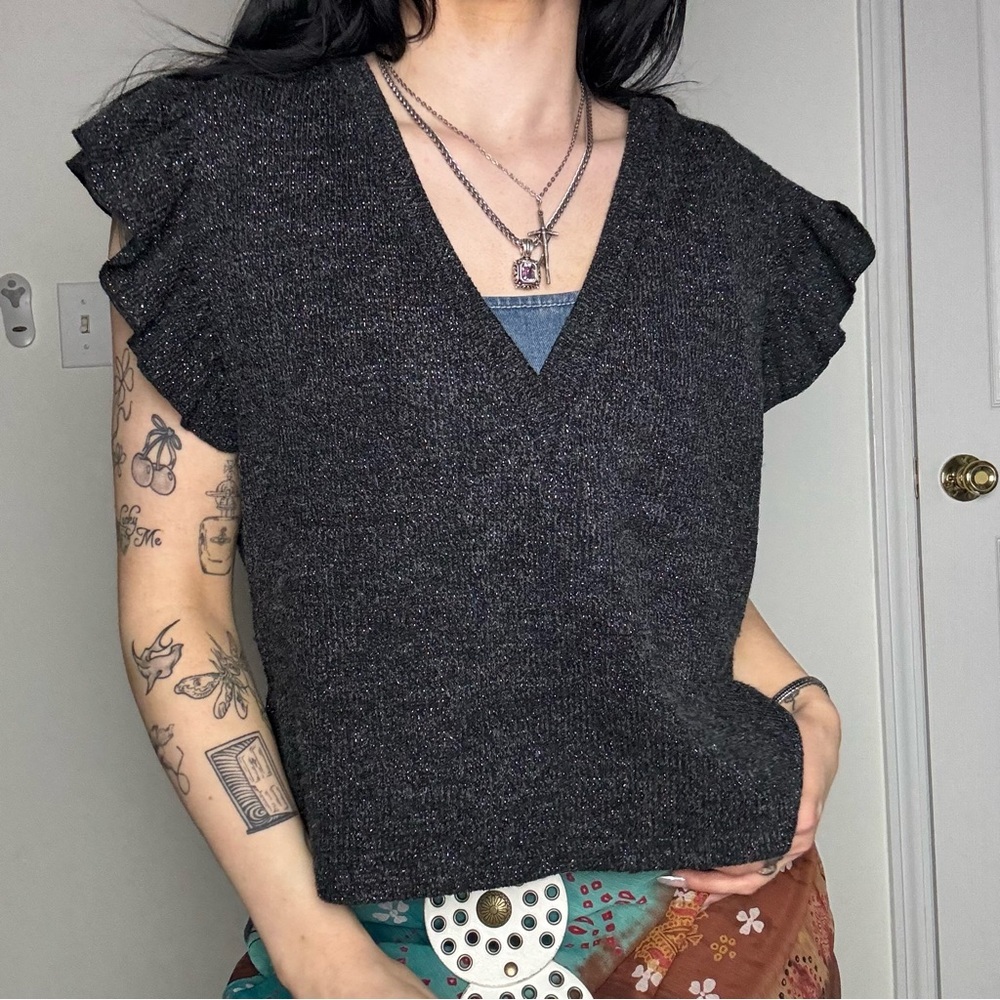 Jane Wood Sleeveless V-Neck Sweater S